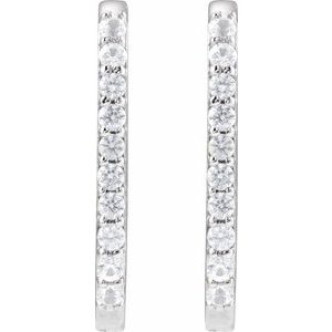 14K White Gold Natural White Sapphire 20 mm Hoop Earrings – image 2
