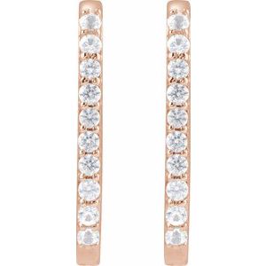 14K Rose Gold Natural White Sapphire 20 mm Hoop Earrings