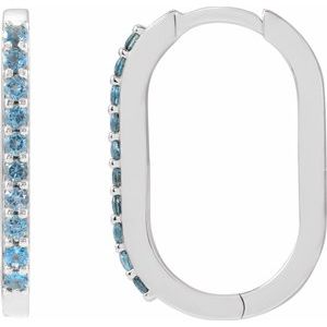 Platinum Natural London Blue Topaz 20 mm Hoop Earrings
