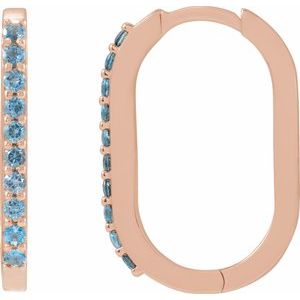 14K Rose Gold Natural London Blue Topaz 20 mm Hoop Earrings