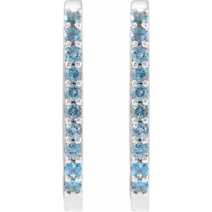 Sterling Silver Natural London Blue Topaz 20 mm Hoop Earrings – image 2