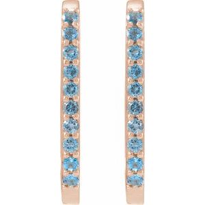 14K Rose Gold Natural London Blue Topaz 20 mm Hoop Earrings – image 2