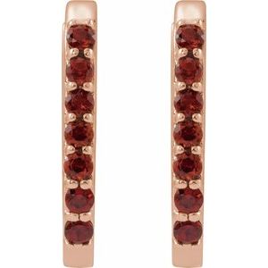 14K Rose Gold Natural Mozambique Garnet 14 mm Hoop Earrings – image 2