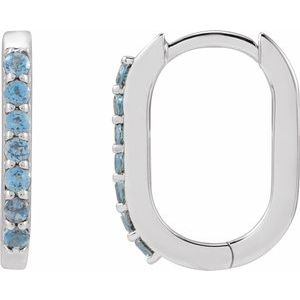 Sterling Silver Natural London Blue Topaz 14 mm Hoop Earrings
