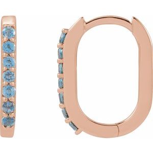 14K Rose Gold Natural London Blue Topaz 14 mm Hoop Earrings