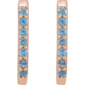 14K Rose Gold Natural London Blue Topaz 14 mm Hoop Earrings – image 2