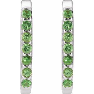 Sterling Silver Natural Tsavorite Garnet 14 mm Hoop Earrings – image 2