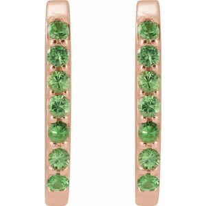 14K Rose Gold Natural Tsavorite Garnet 14 mm Hoop Earrings – image 2