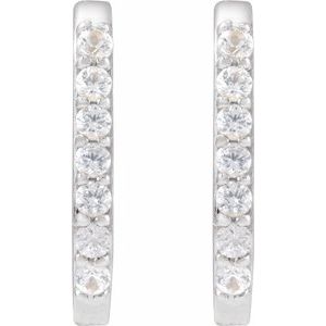 Platinum Natural White Sapphire 14 mm Hoop Earrings – image 2