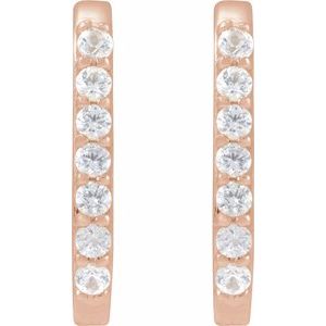 14K Rose Gold Natural White Sapphire 14 mm Hoop Earrings – image 2