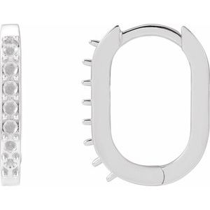 14K White Gold 1.5 mm Round 14 mm Accented Hoop Earring