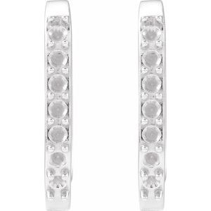14K White Gold 1.5 mm Round 14 mm Accented Hoop Earring – image 2