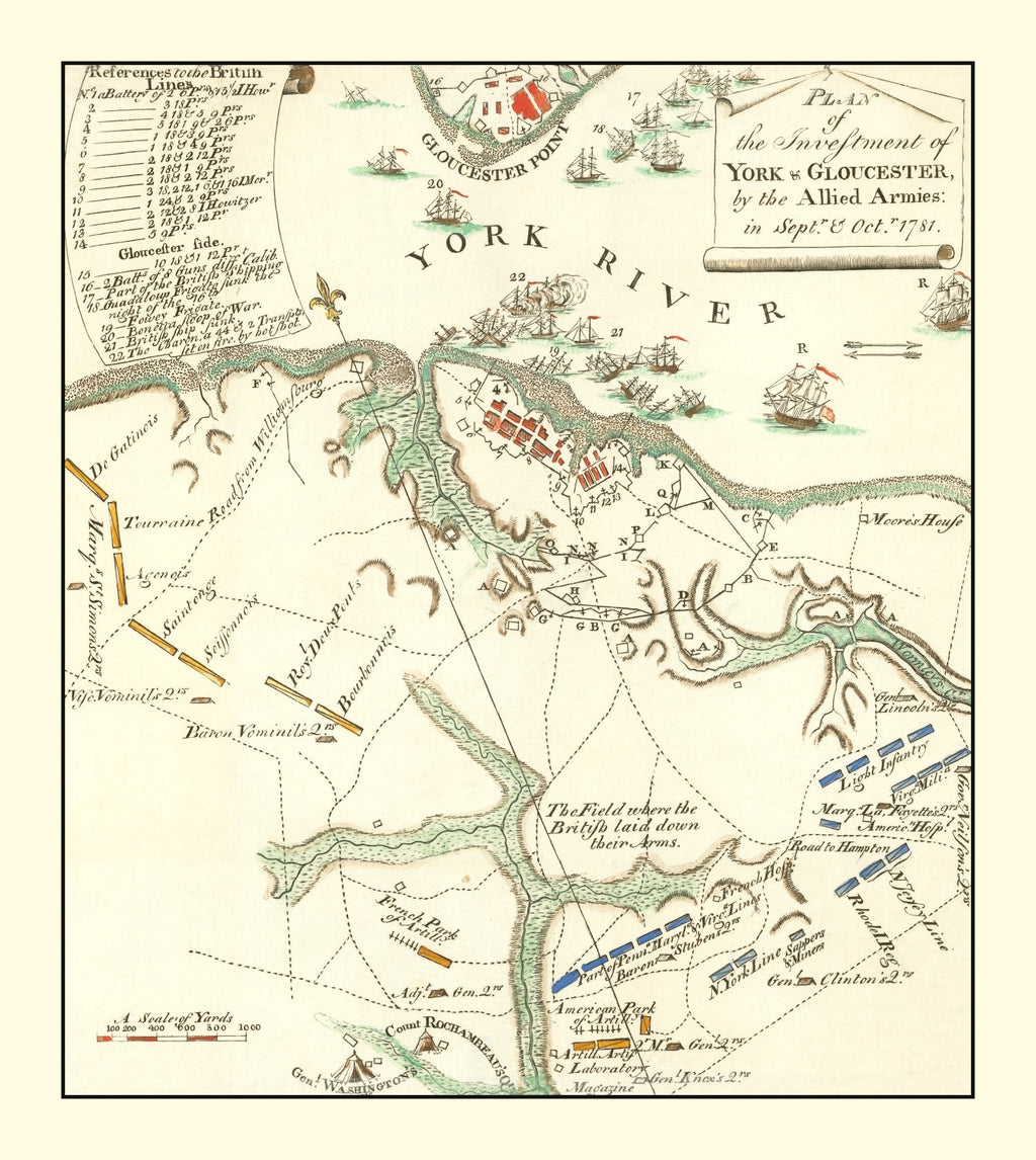 Vintage Map of York & Gloucester 1785