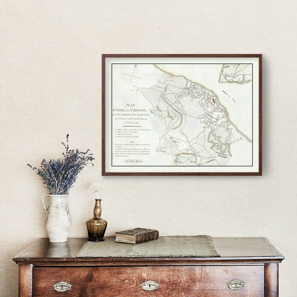 Vintage Battle of Yorktown Map 1787