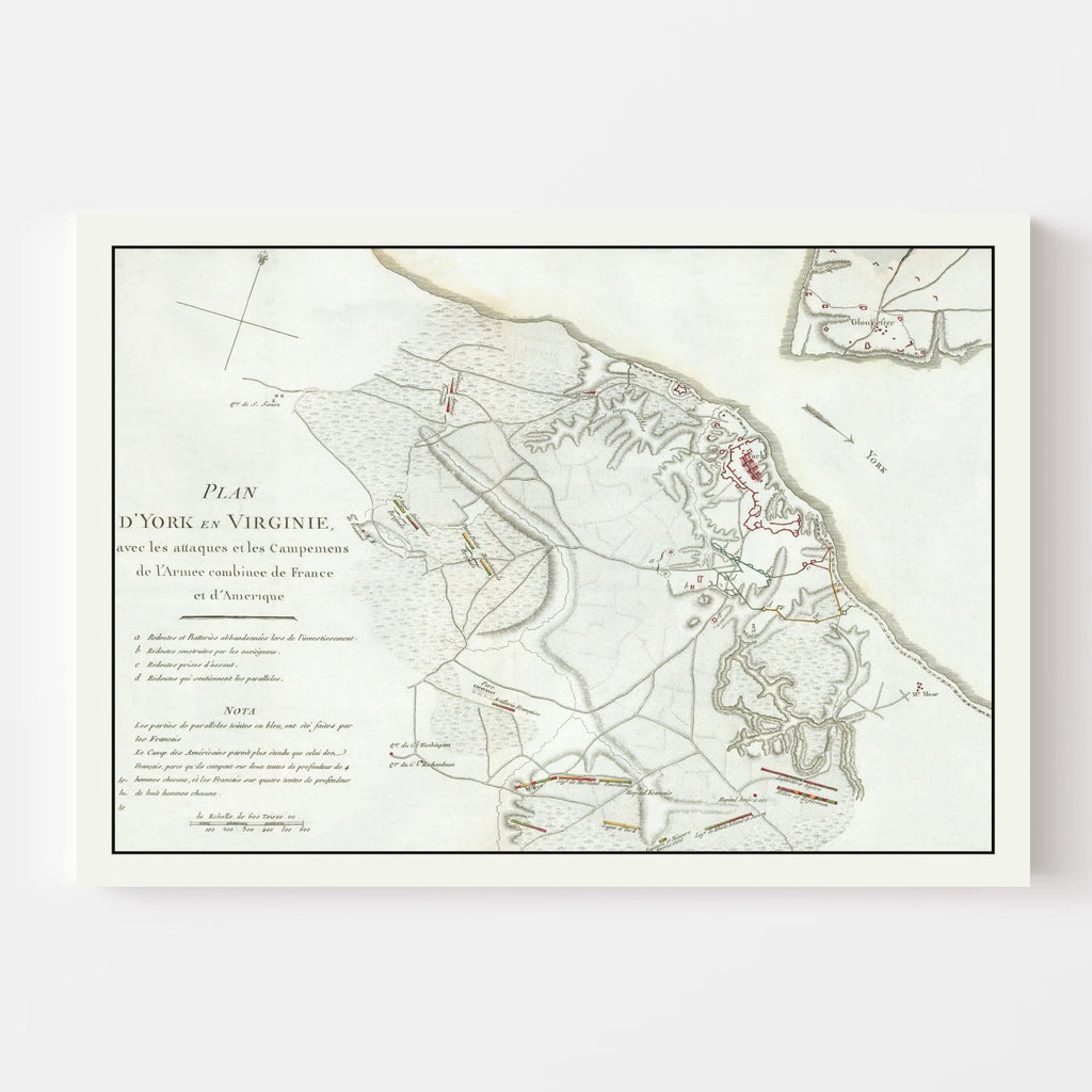 Vintage Battle of Yorktown Map 1787