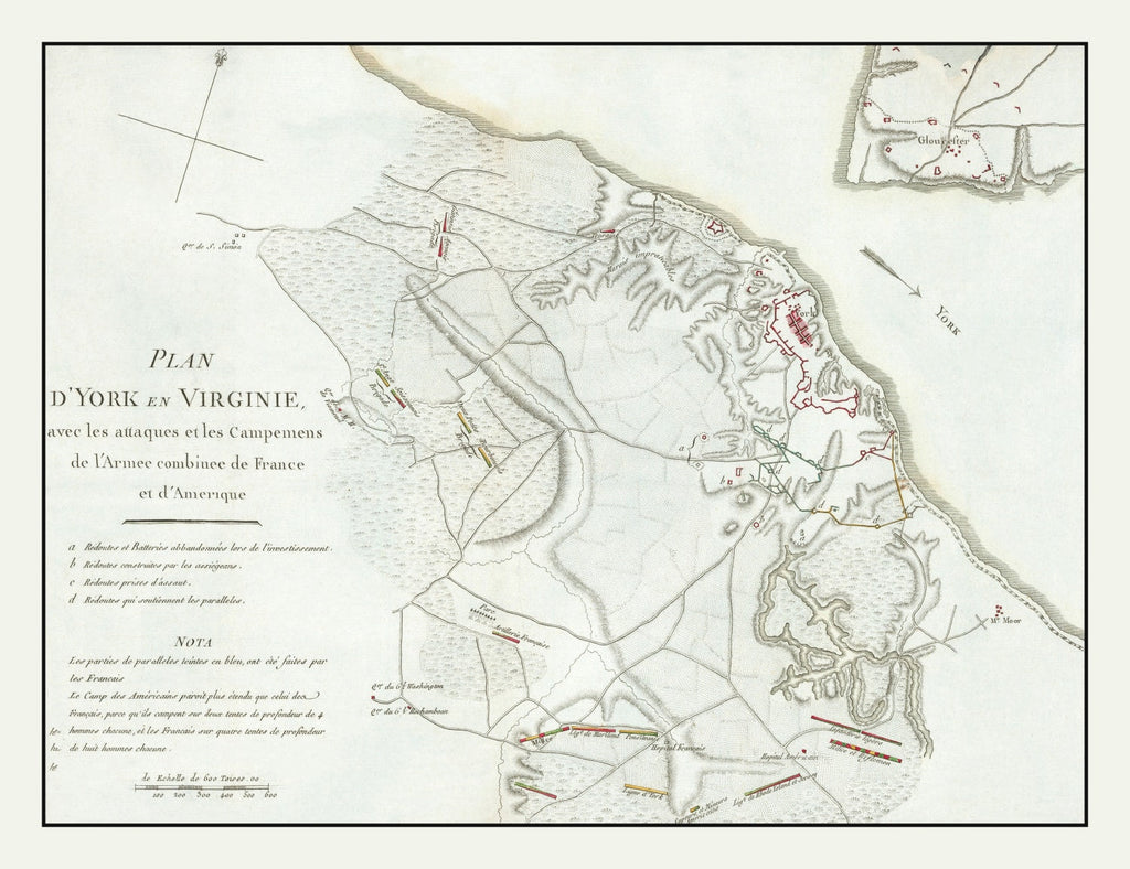 Vintage Battle of Yorktown Map 1787