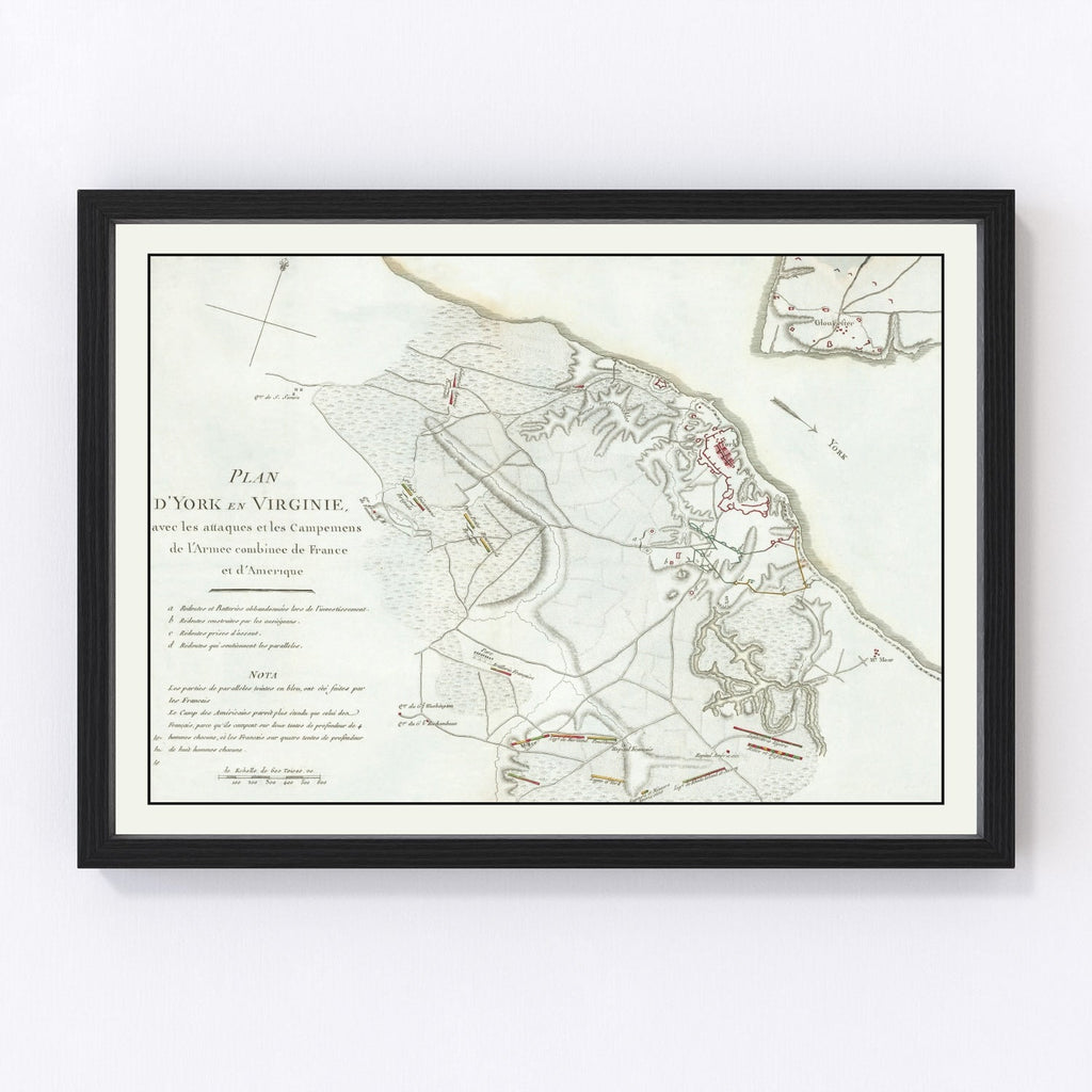 Vintage Battle of Yorktown Map 1787