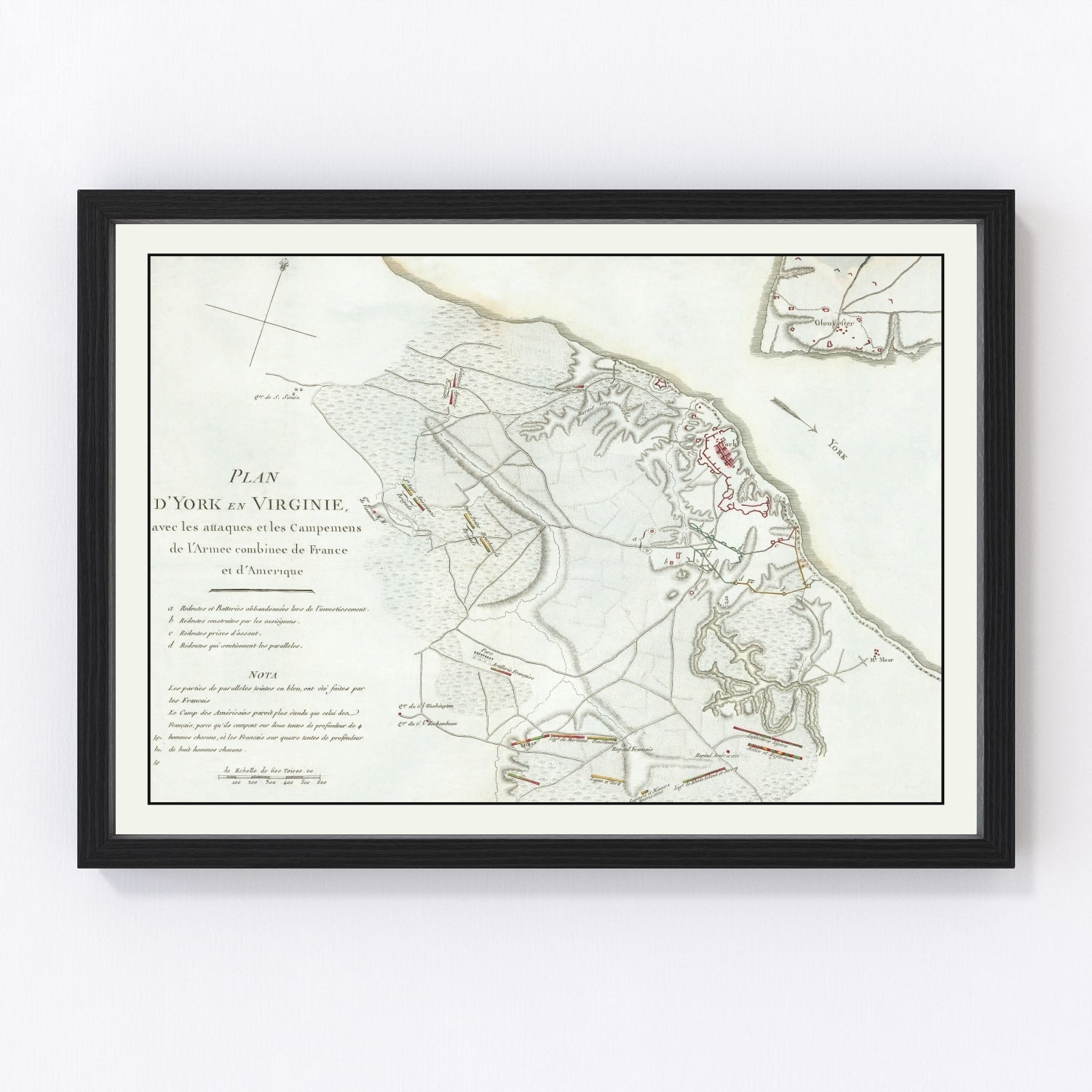 Vintage Battle of Yorktown Map 1787