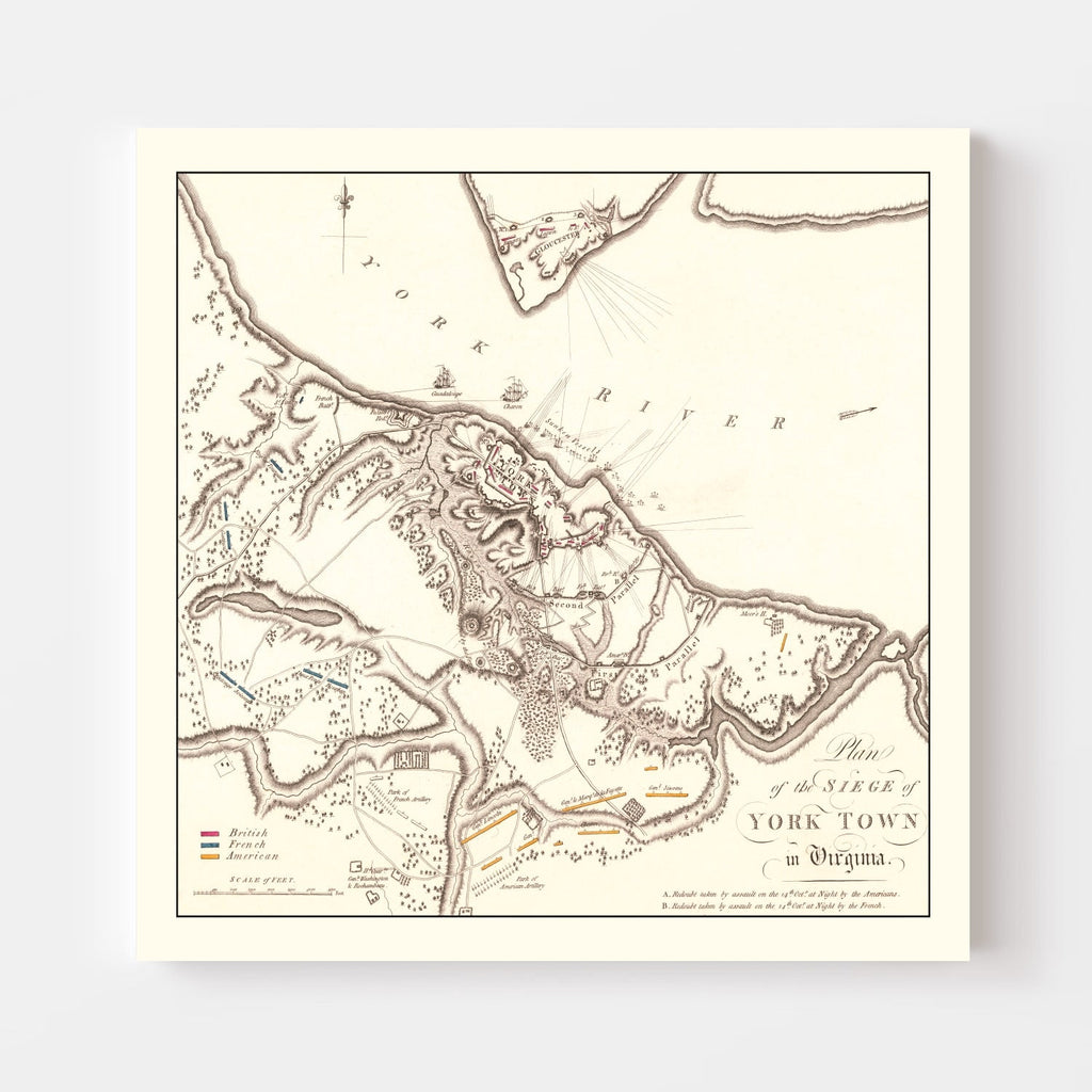 Vintage Siege of Yorktown Map 1787