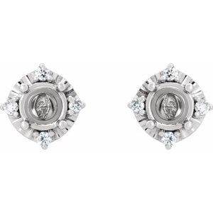 Sterling Silver 4.5 mm Round .08 CTW Natural Diamond Semi-Set Halo-Style Earrings – image 2