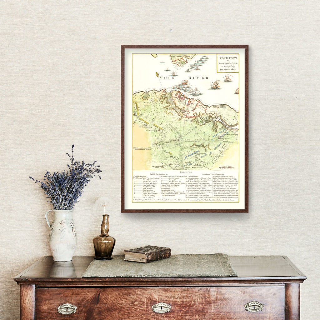 Vintage Yorktown & Gloucester Map 1788