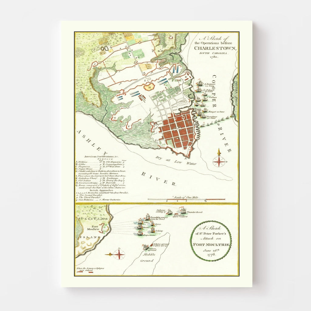 Vintage Fort Moultrie Map 1780