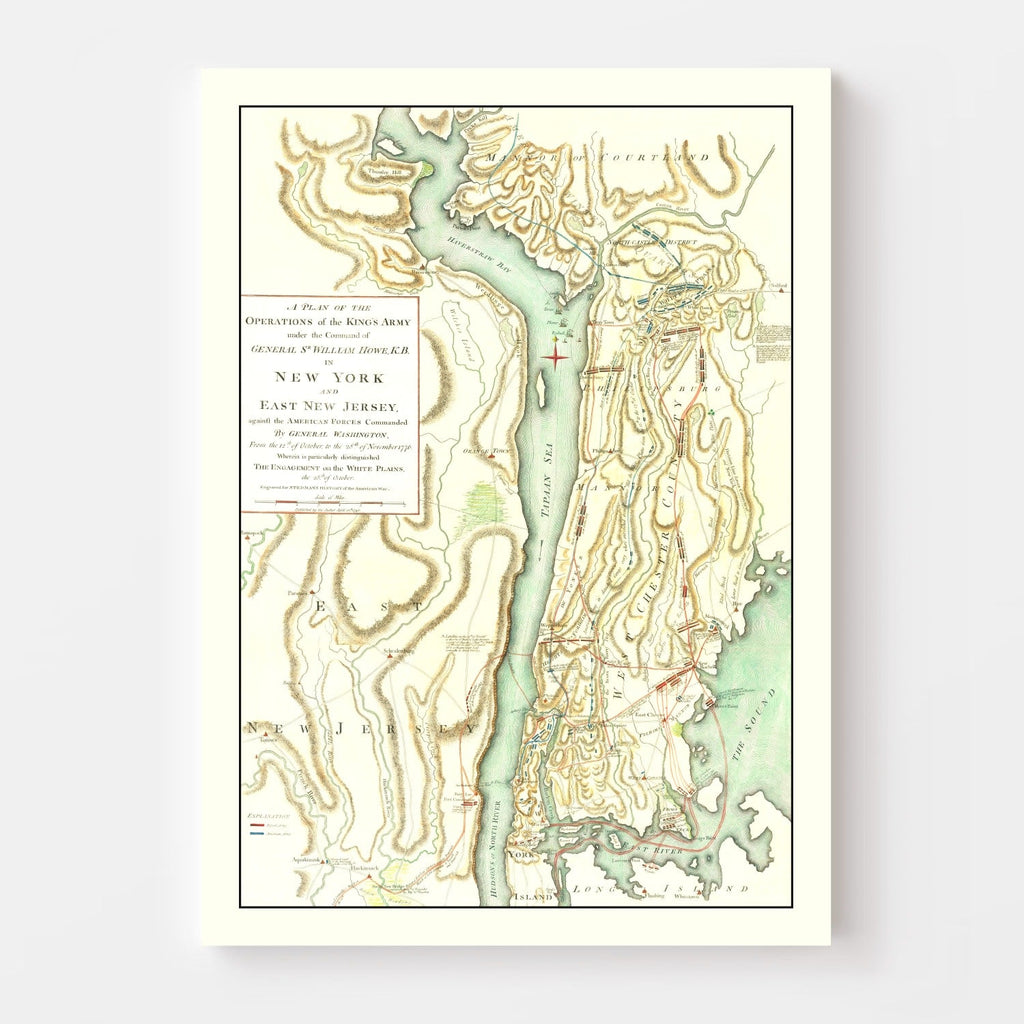 Vintage New York & East New Jersey War Map 1793