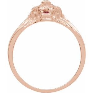 14K Rose Gold .06 CTW Natural Diamond & Natural Ruby Lion Head Ring