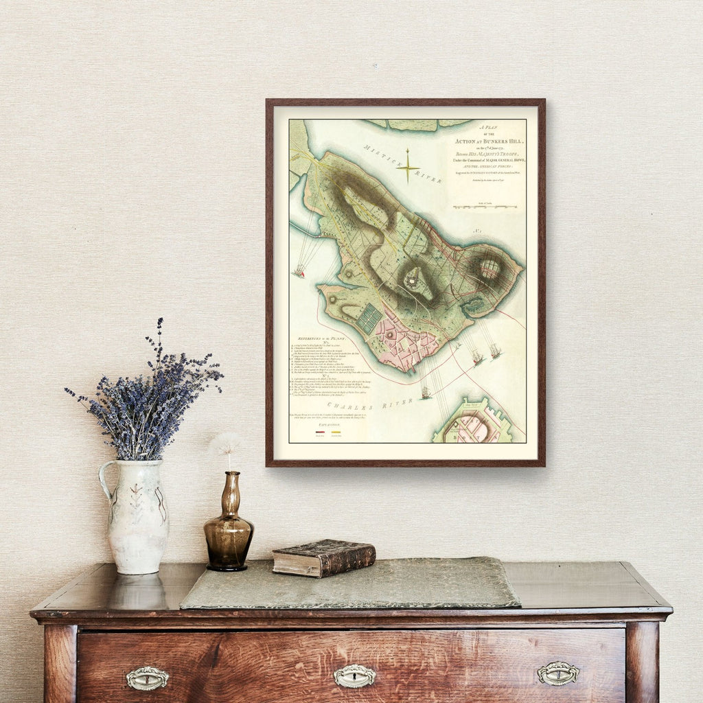 Vintage Battle of Bunker Hill Map 1793