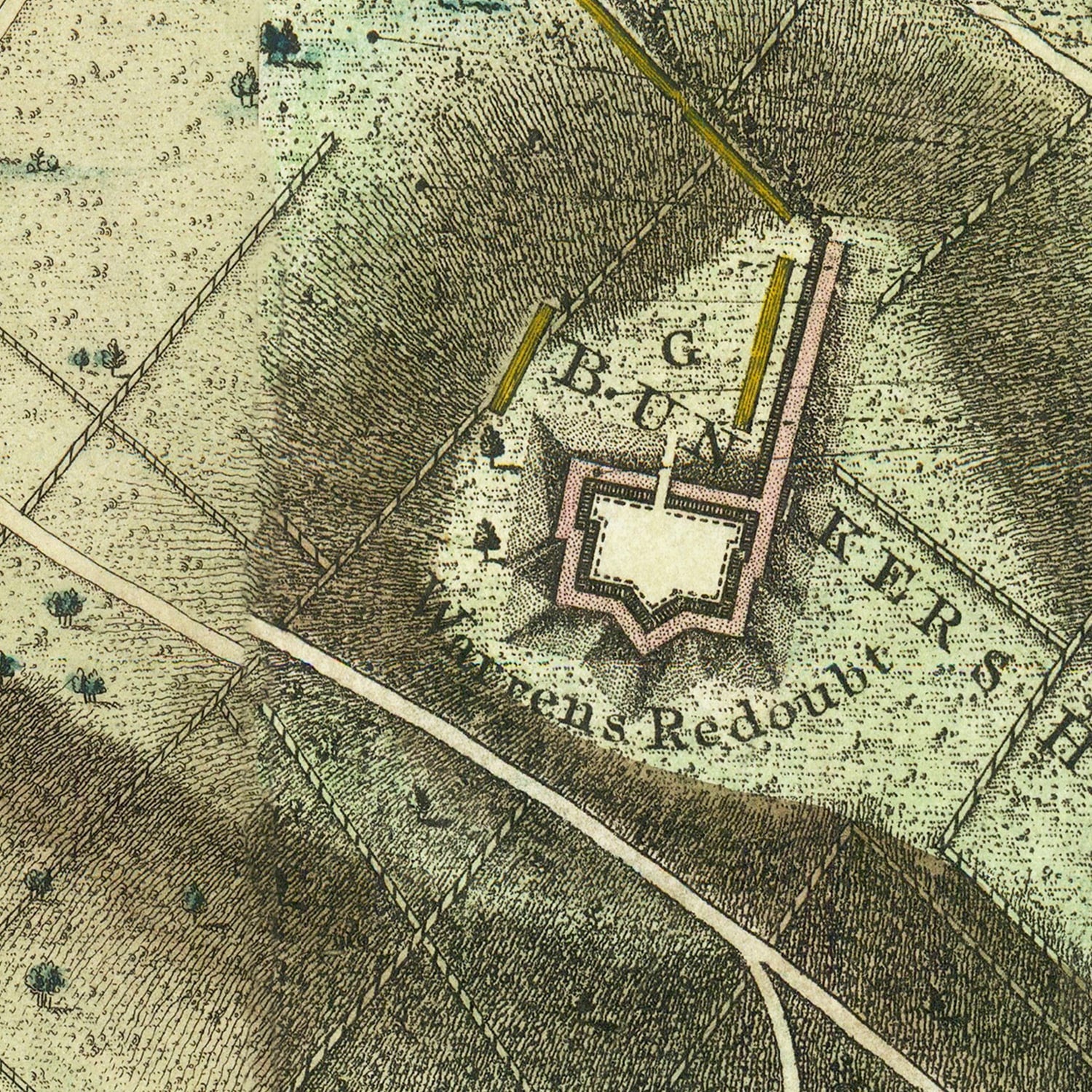 Vintage Battle of Bunker Hill Map 1793