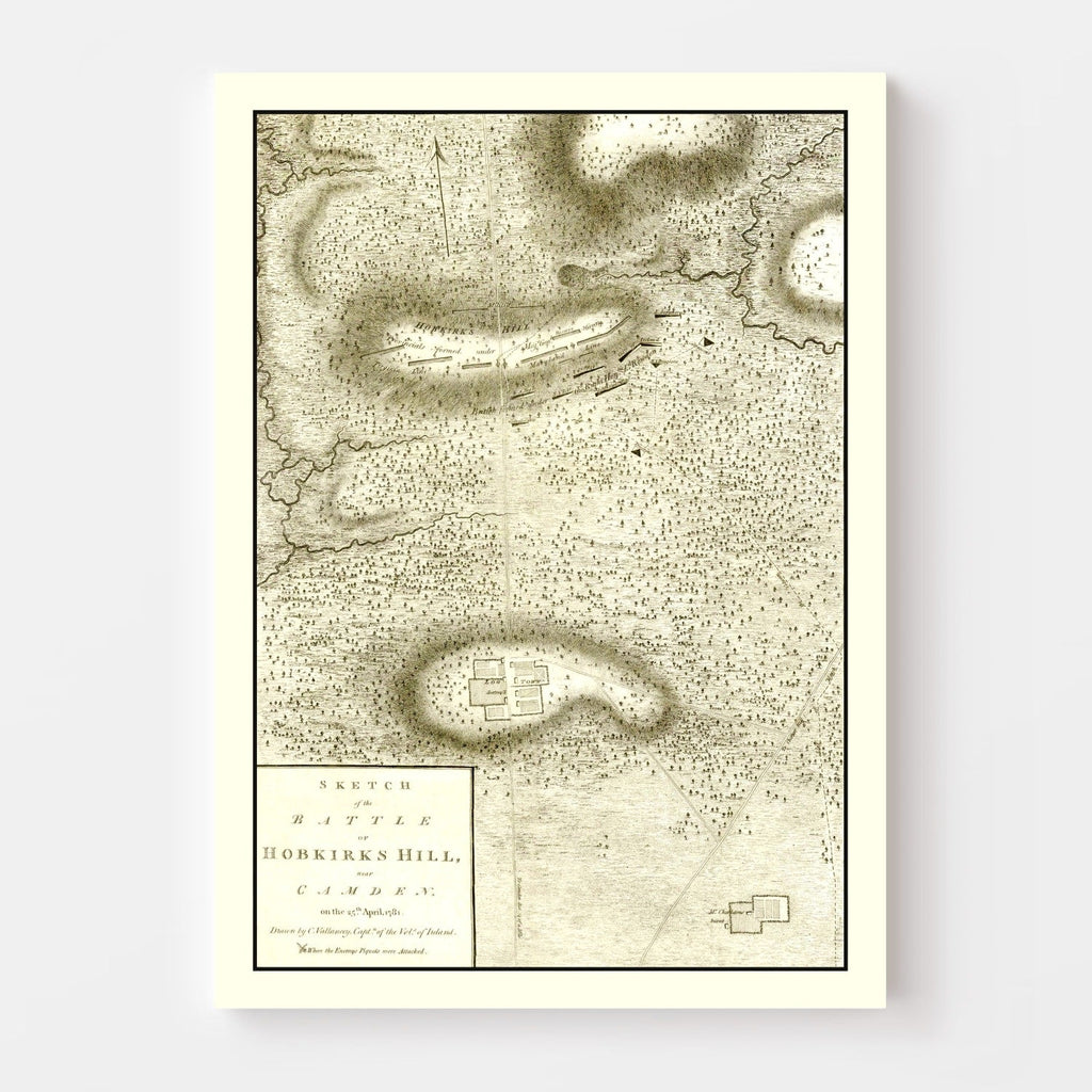 Vintage Battle of Hobkirks Hill Map 1794
