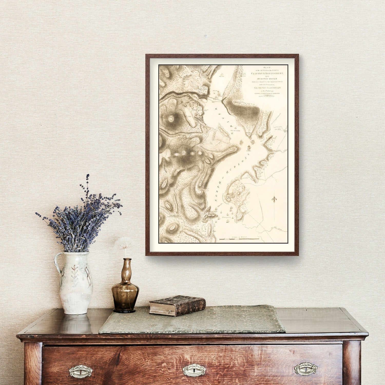 Vintage Attack of Fort Clinton & Fort Montgomery Map 1794