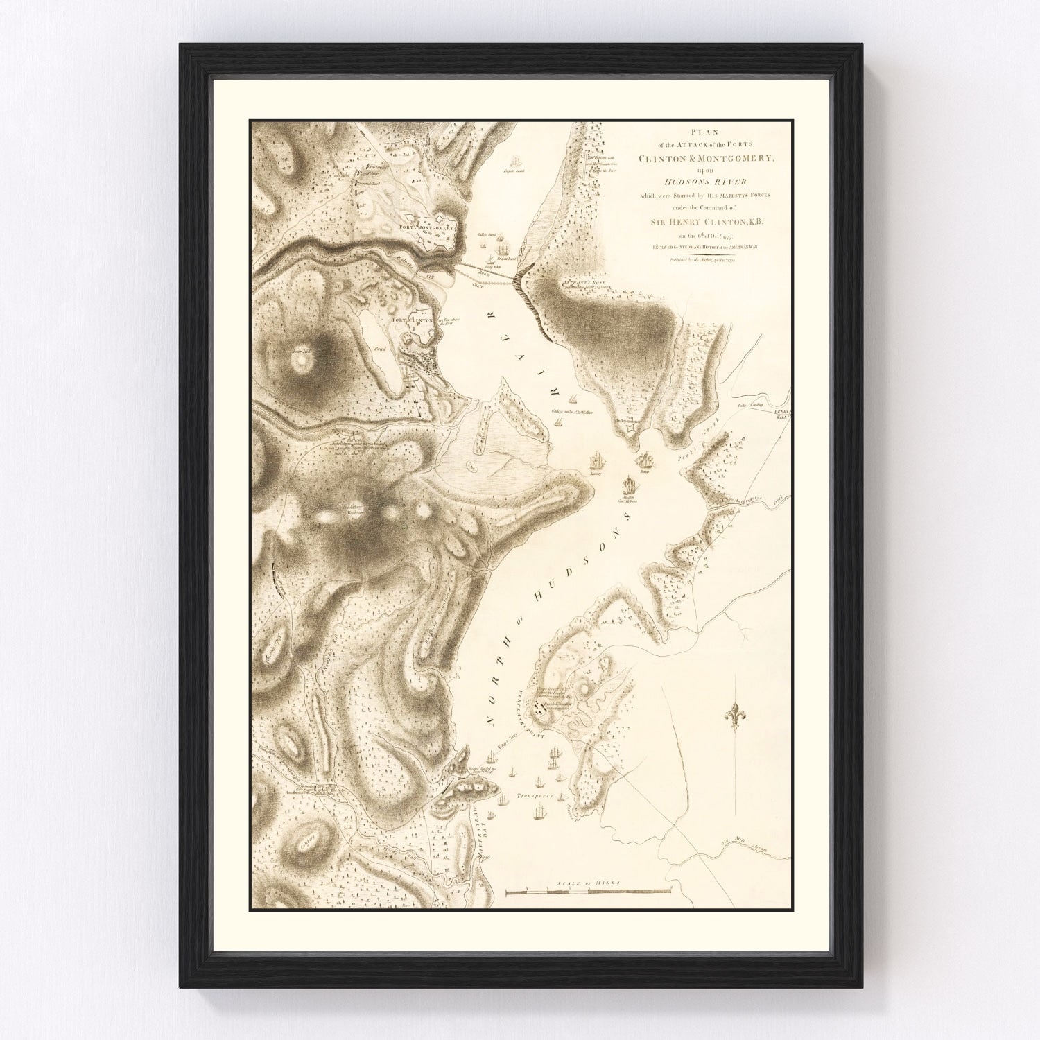 Vintage Attack of Fort Clinton & Fort Montgomery Map 1794