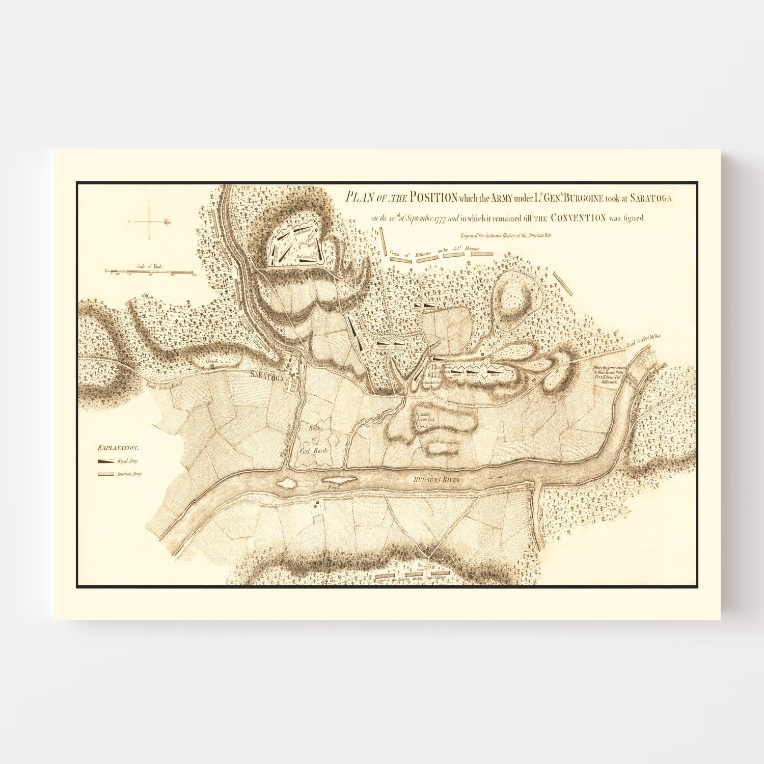 Vintage Battle of Saratoga Map 1794