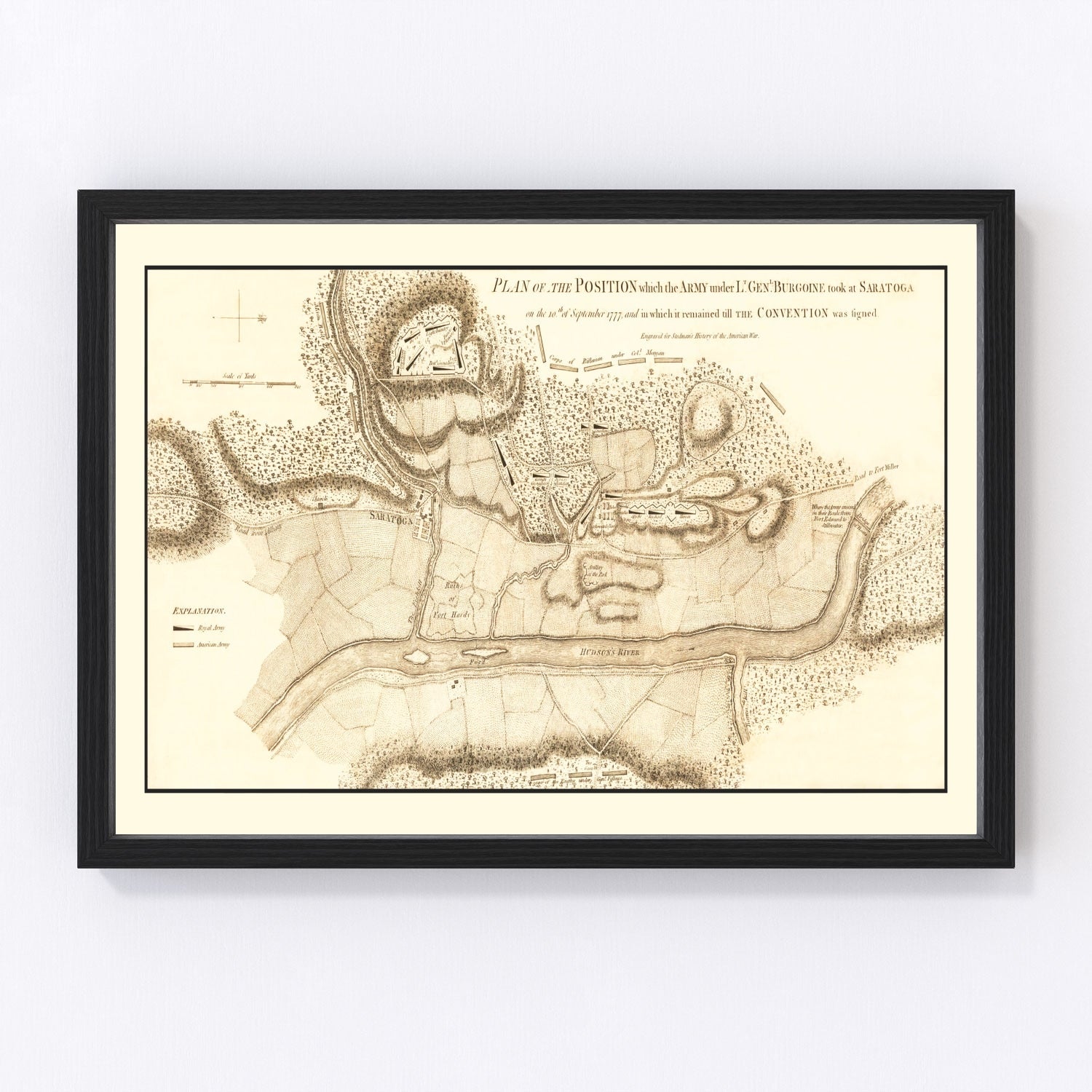 Vintage Battle of Saratoga Map 1794