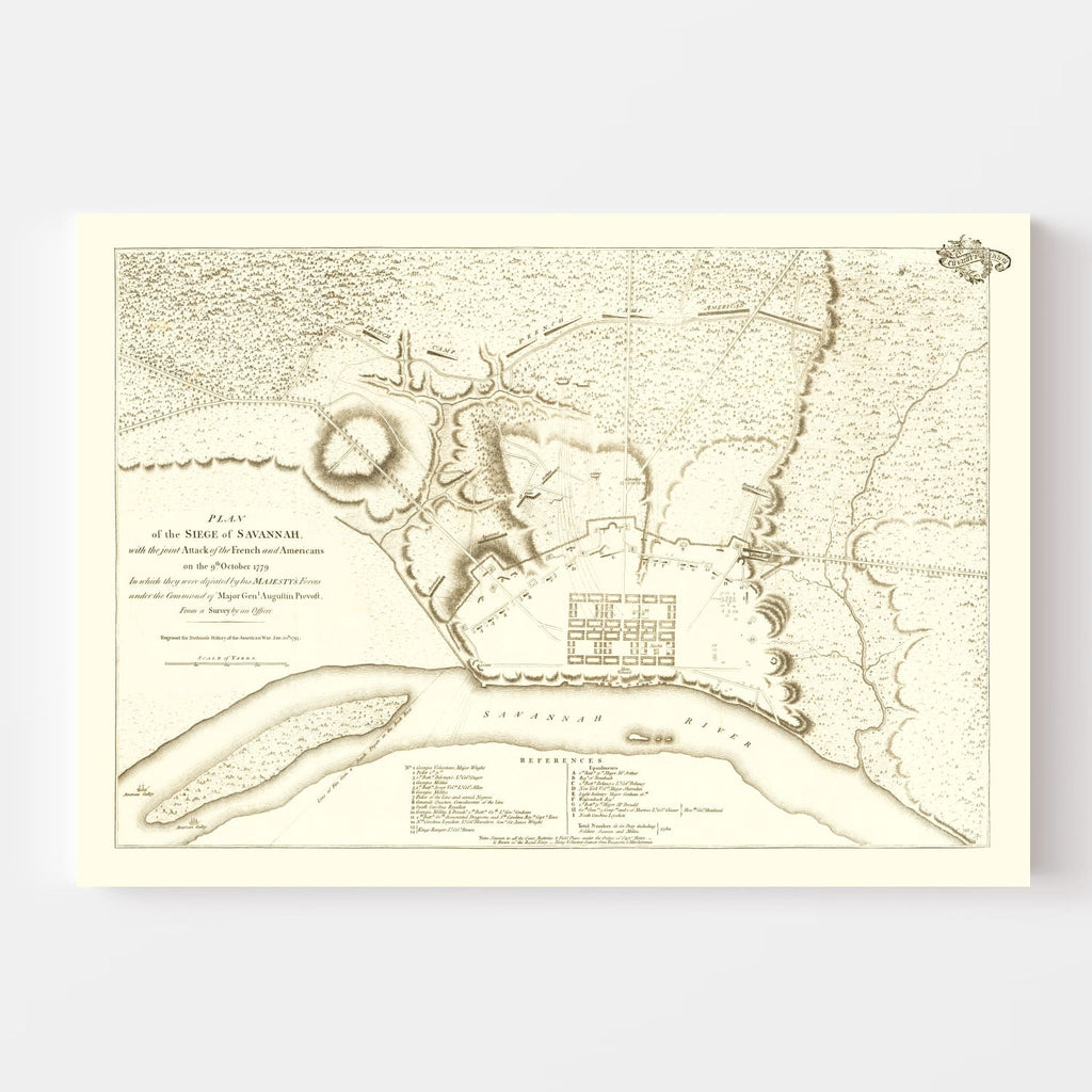 Vintage Siege of Savannah Map 1794