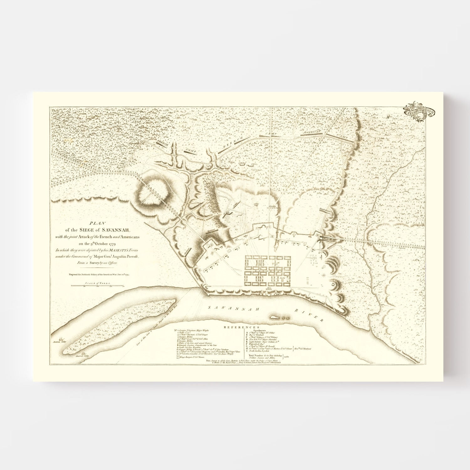 Vintage Siege of Savannah Map 1794