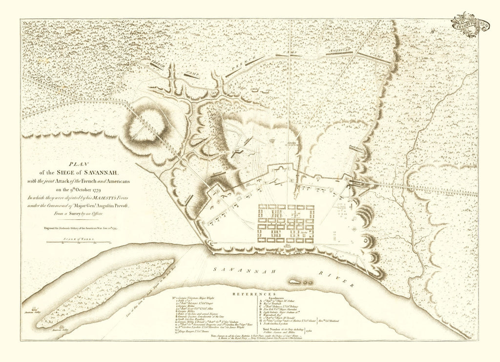 Vintage Siege of Savannah Map 1794