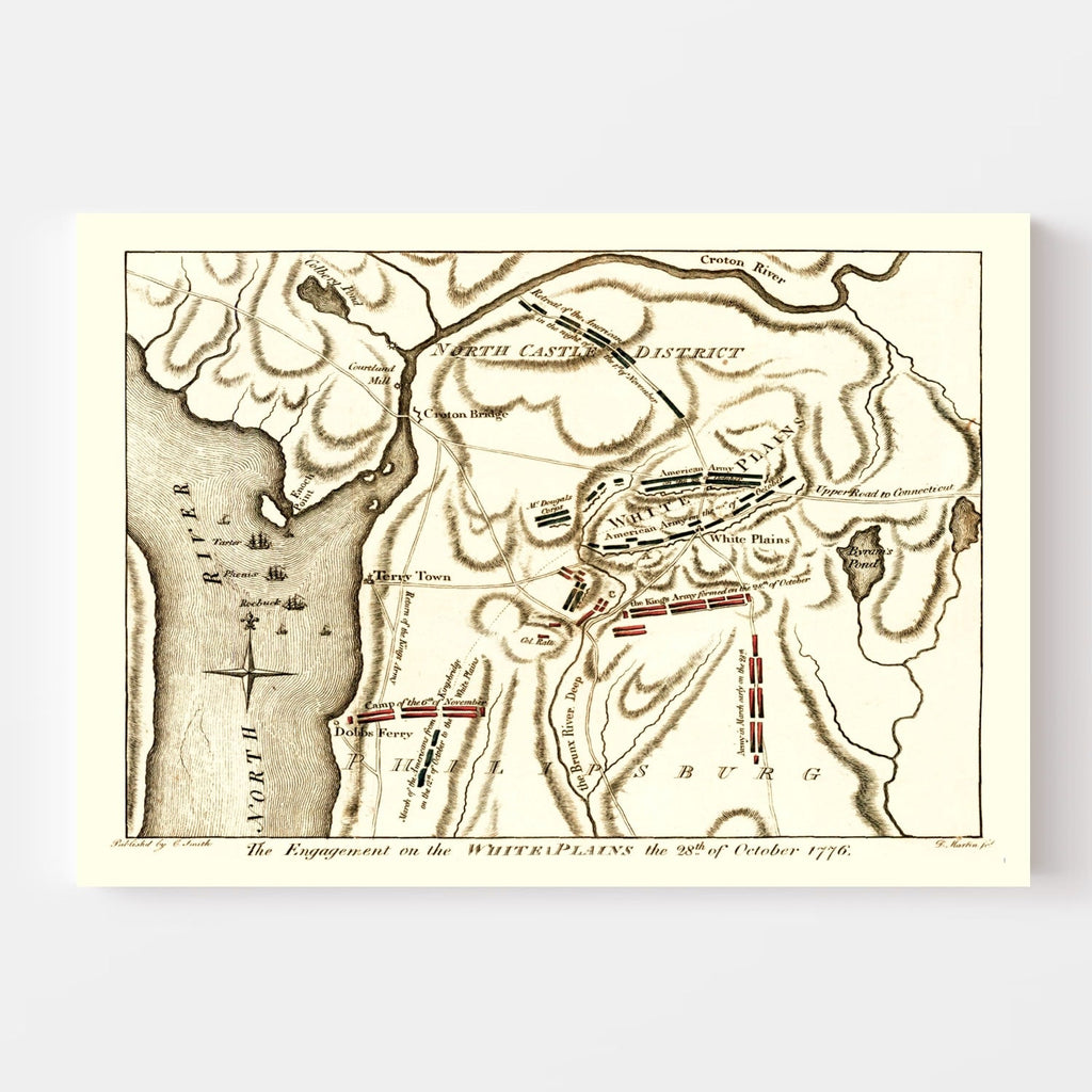 Vintage White Plains Battle Map 1796
