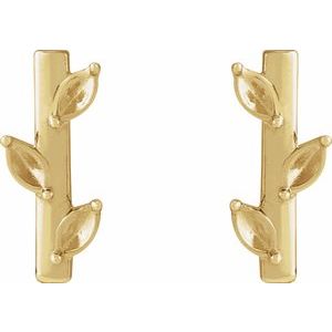 14K Yellow Gold 2.5x1.25 mm Marquise Floral Bar Earring Mounting – image 2