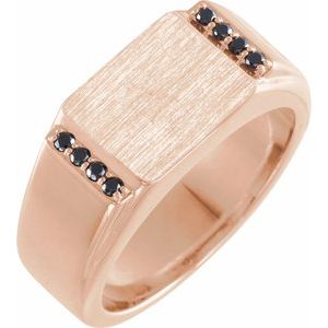 14K Rose Gold 1/10 CTW Natural Black Diamond Signet Ring