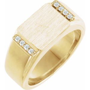 10K Yellow Gold 1/10 CTW Natural Diamond Signet Ring