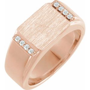 10K Rose Gold 1/10 CTW Natural Diamond Signet Ring