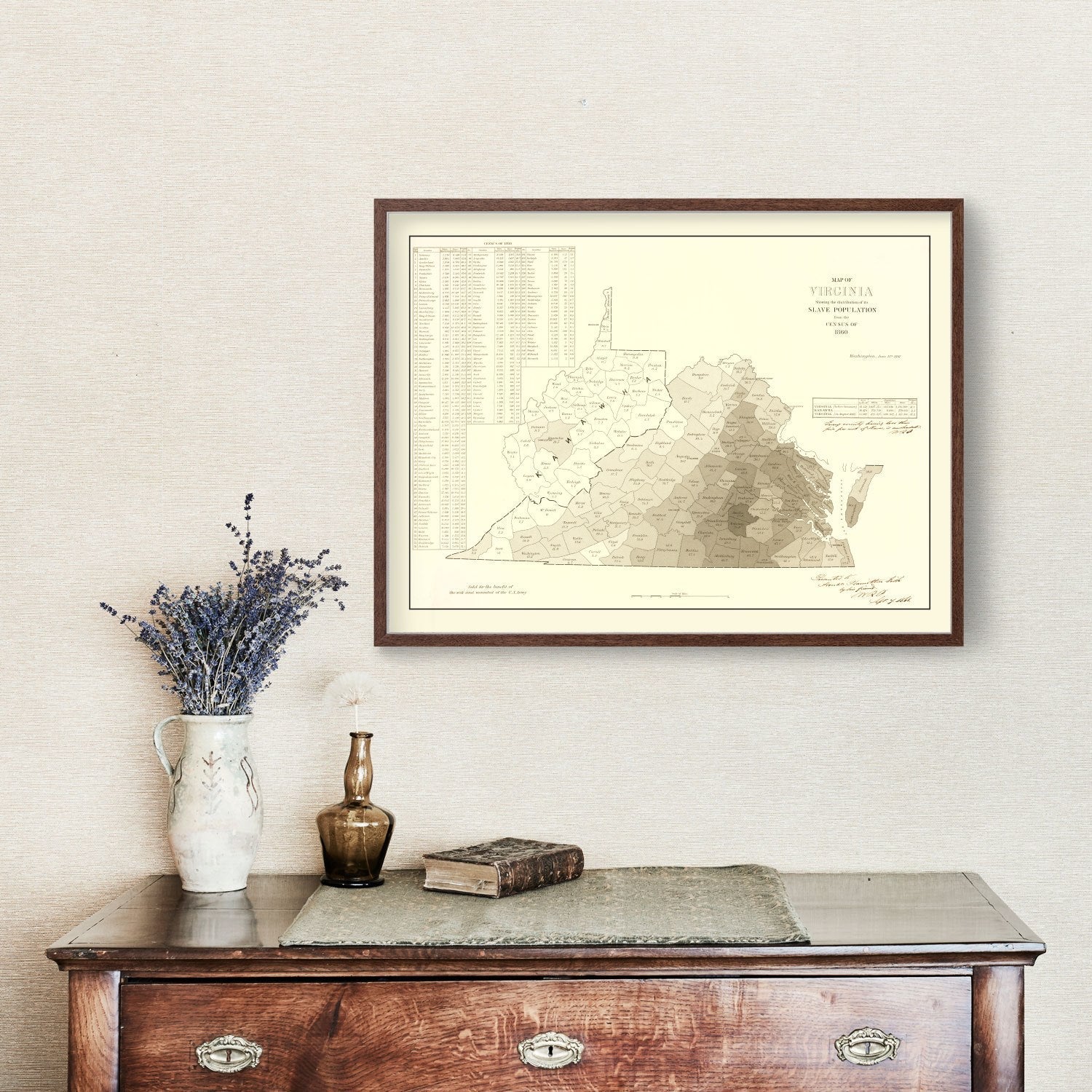 Vintage Virginia Abolitionist Map 1861