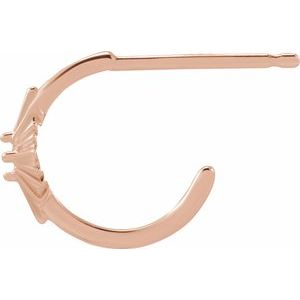 14K Rose Gold  1.5 mm Round Accented Star 10 mm Hoop Earring Mounting – image 2
