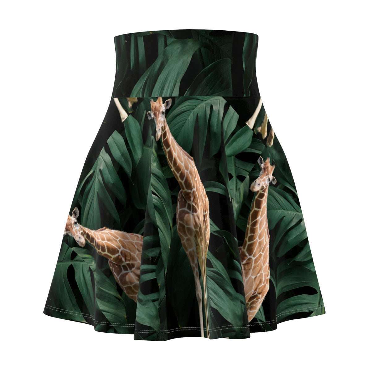 Giraffe Print Women's Skater Skirt, Tropical Skirt, Boho Fashion, Summer Outfit, Eco-Style, Nature Lover Gift