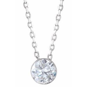 14K White Gold 1/2 CTW Natural Diamond Ultra-Lightweight 16-18" Necklace
