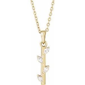 14K Yellow Gold .07 CTW Natural Diamond Bar 16-18" Necklace