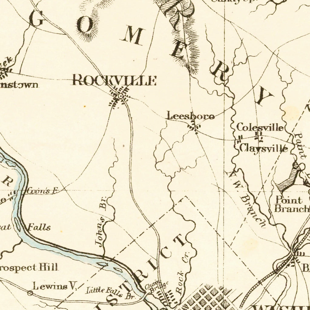 Vintage Seat of War in Virginia & Maryland Map 1863