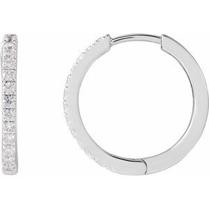 14K White Gold 1/3 CTW Lab-Grown Diamond 16.3 mm Hoop Earrings